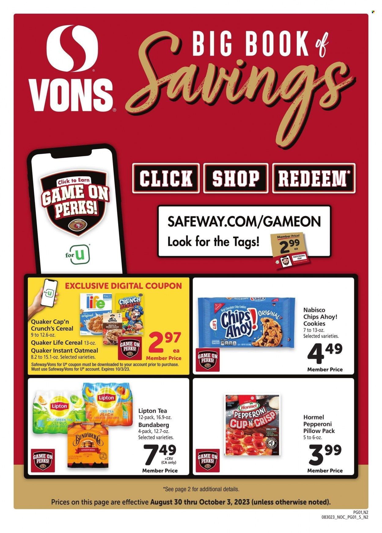 Vons (CA) Weekly Ad Flyer Specials August 30 to October 3, 2023