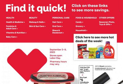 CVS Pharmacy Weekly Ad Flyer Specials September 3 to September 9, 2023
