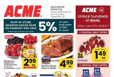 ACME (DE, NJ, NY, PA) Weekly Ad Flyer Specials September 22 to September 28, 2023
