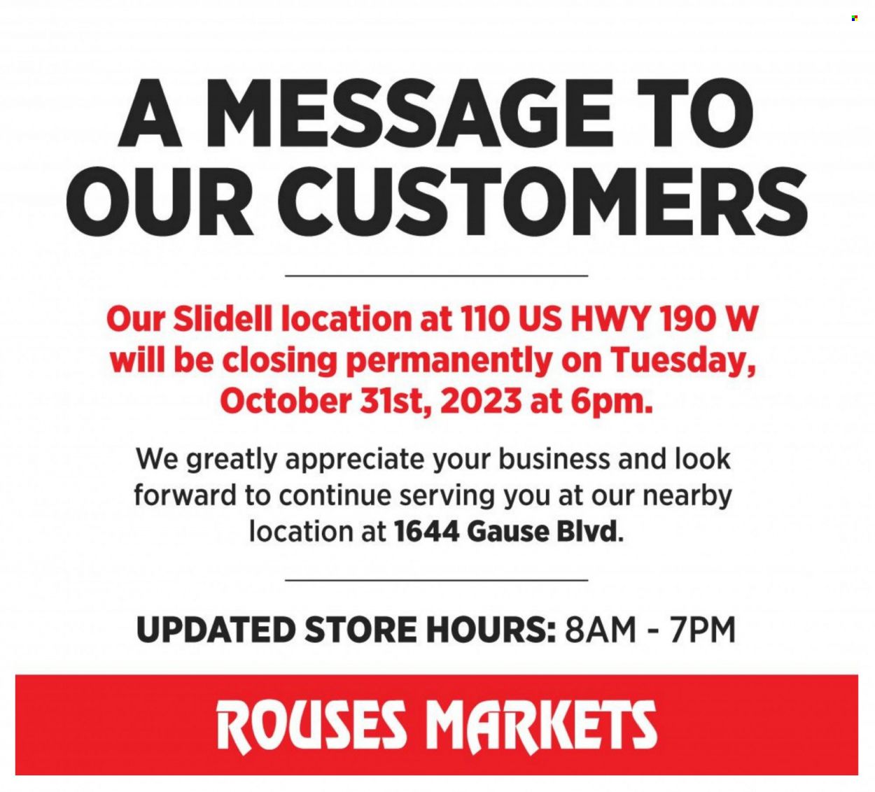 Rouses Markets (LA) Weekly Ad Flyer Specials September 25 to October 31, 2023