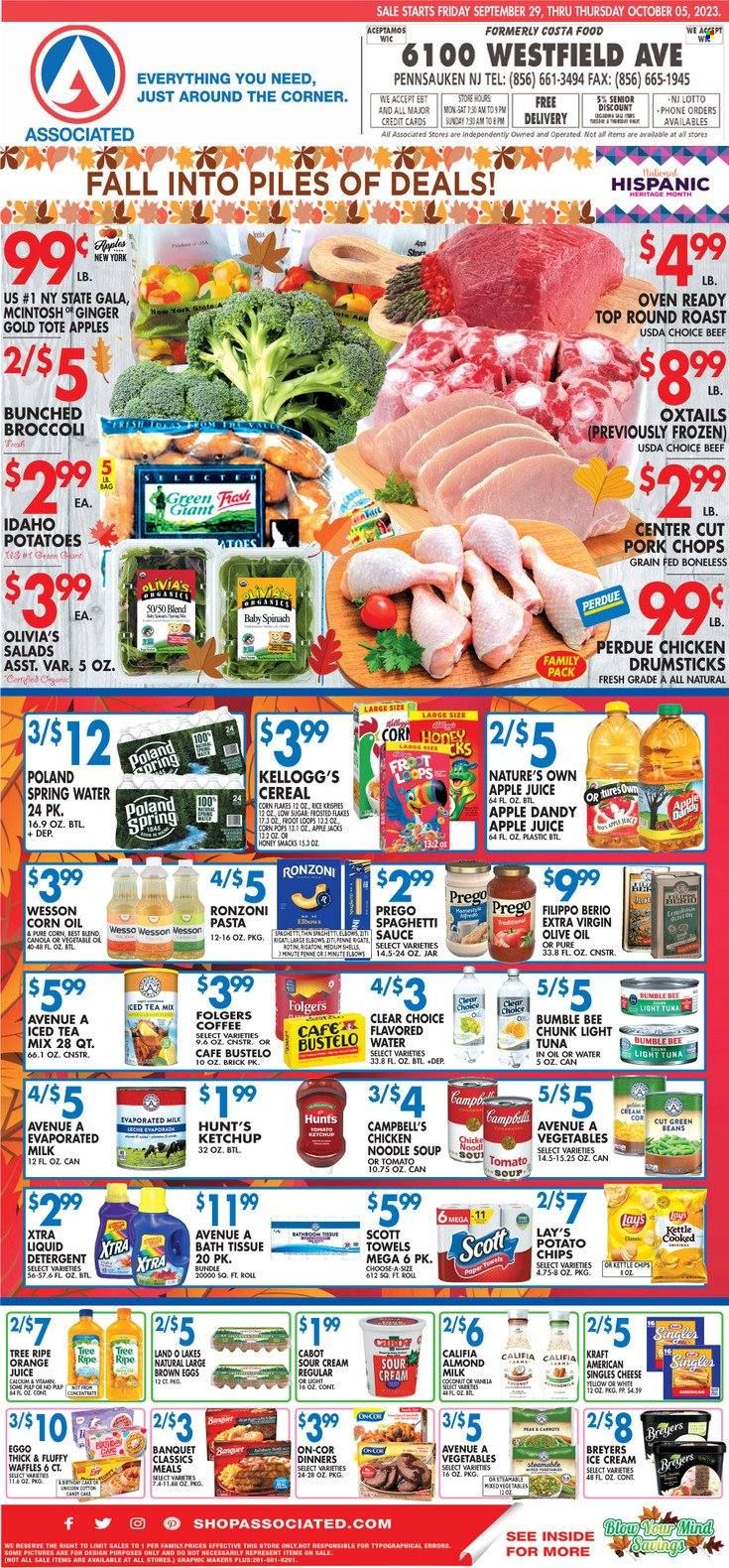 Associated Supermarkets (NY) Weekly Ad Flyer Specials September 29 to October 5, 2023