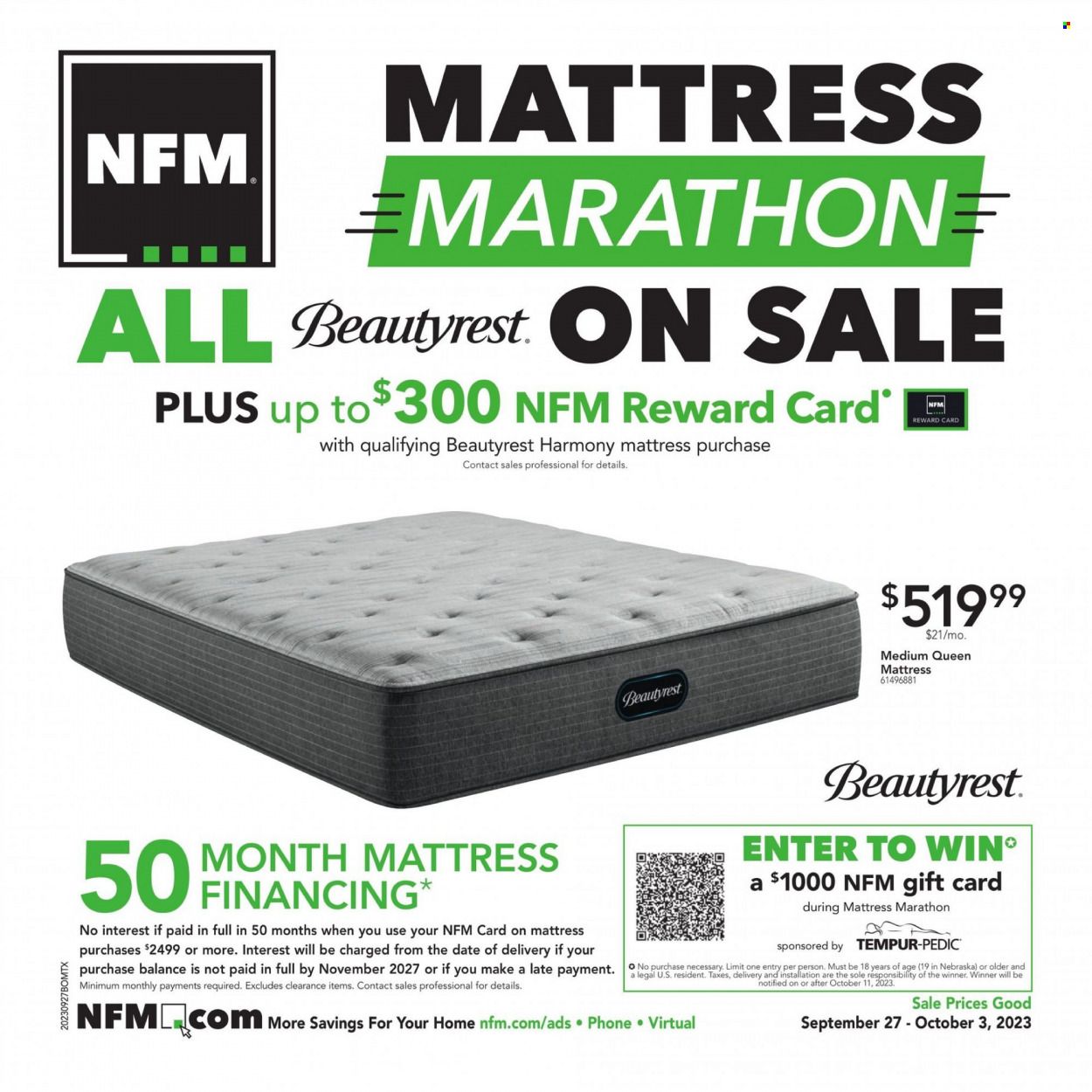 Nebraska Furniture Mart (IA, KS, NE, TX) Weekly Ad Flyer Specials September 27 to October 3, 2023