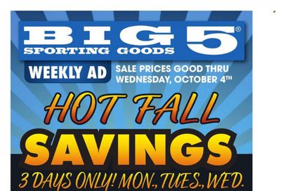 Big 5 (AZ, CA, CO, ID, NM, OR, UT, WA) Weekly Ad Flyer Specials October 2 to October 4, 2023