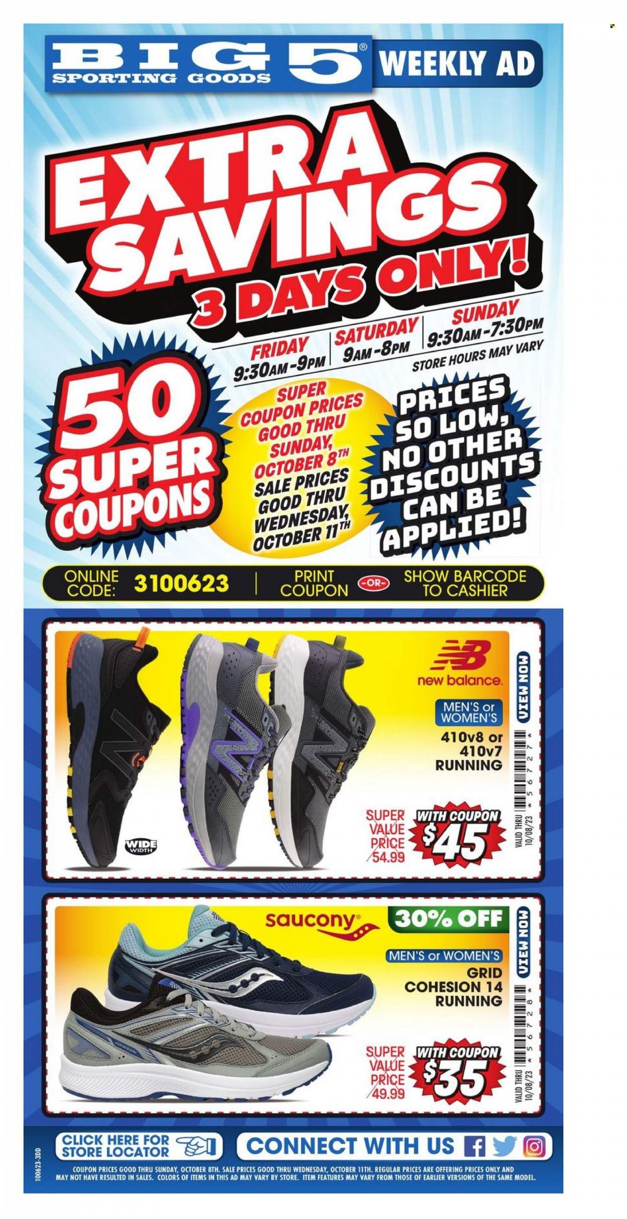 Big 5 (AZ, CA, CO, ID, NM, OR, UT, WA) Weekly Ad Flyer Specials October 6 to October 8, 2023