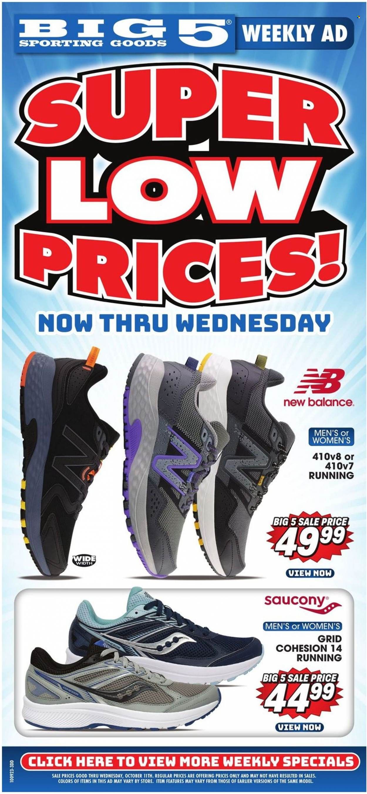 Big 5 (AZ, CA, CO, ID, NM, OR, UT, WA) Weekly Ad Flyer Specials October 9 to October 11, 2023