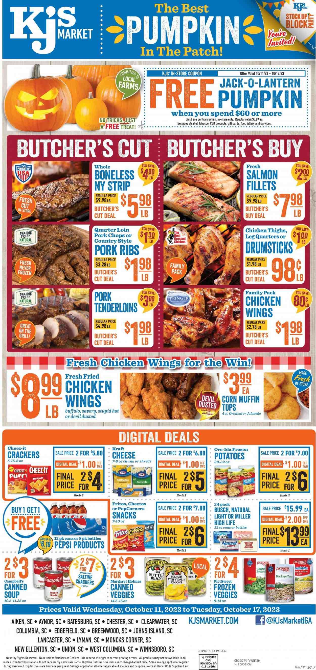 KJ´s Market (GA, SC) Weekly Ad Flyer Specials October 11 to October 17, 2023
