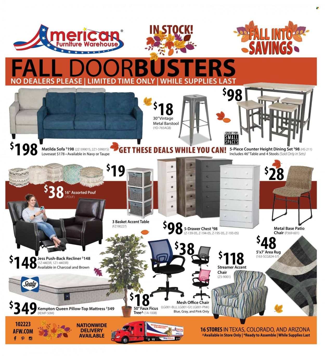 American Furniture Warehouse (AZ, CO, TX) Weekly Ad Flyer Specials October 22 to November 5, 2023