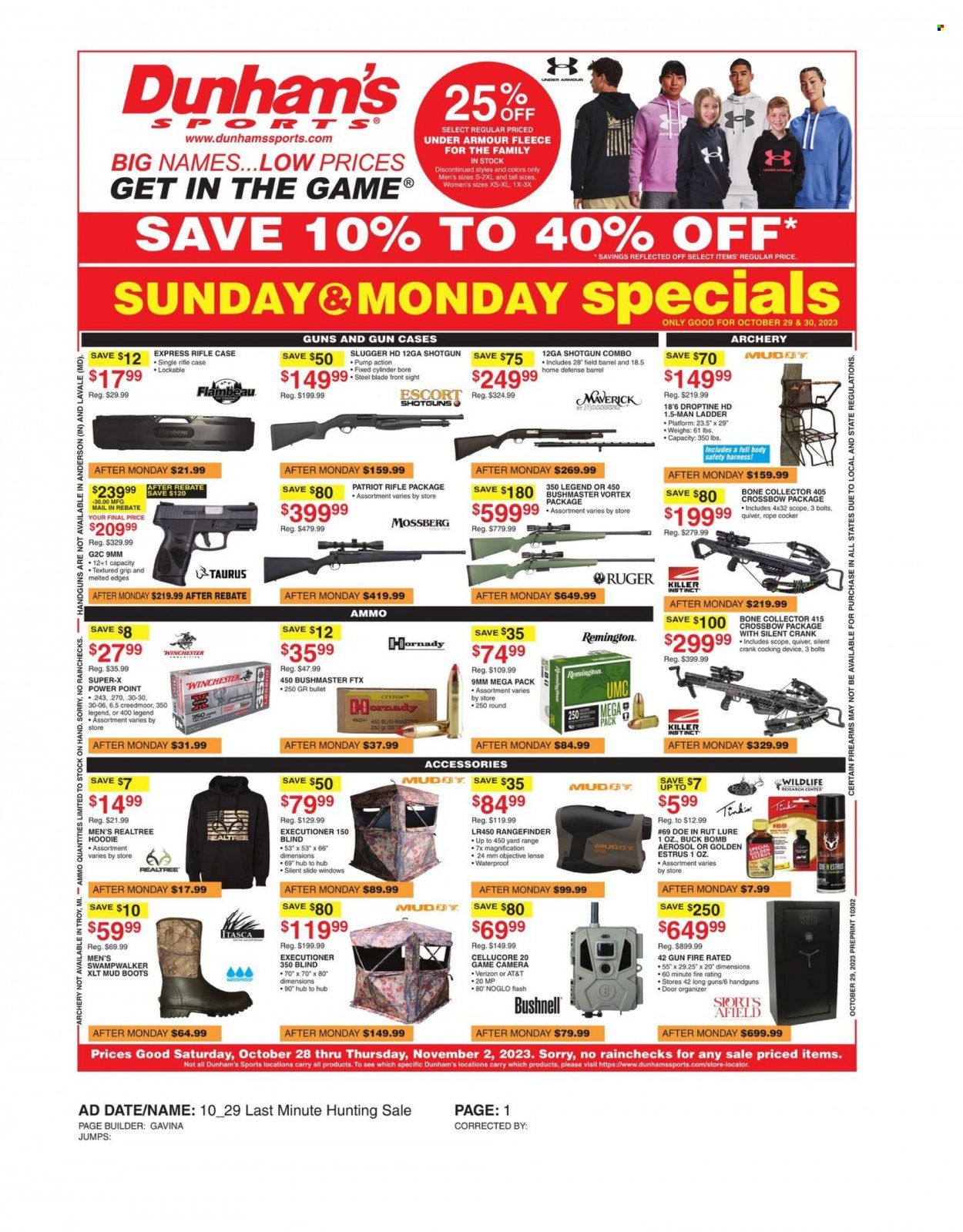 Dunham's Sports Weekly Ad Flyer Specials October 28 to November 2, 2023