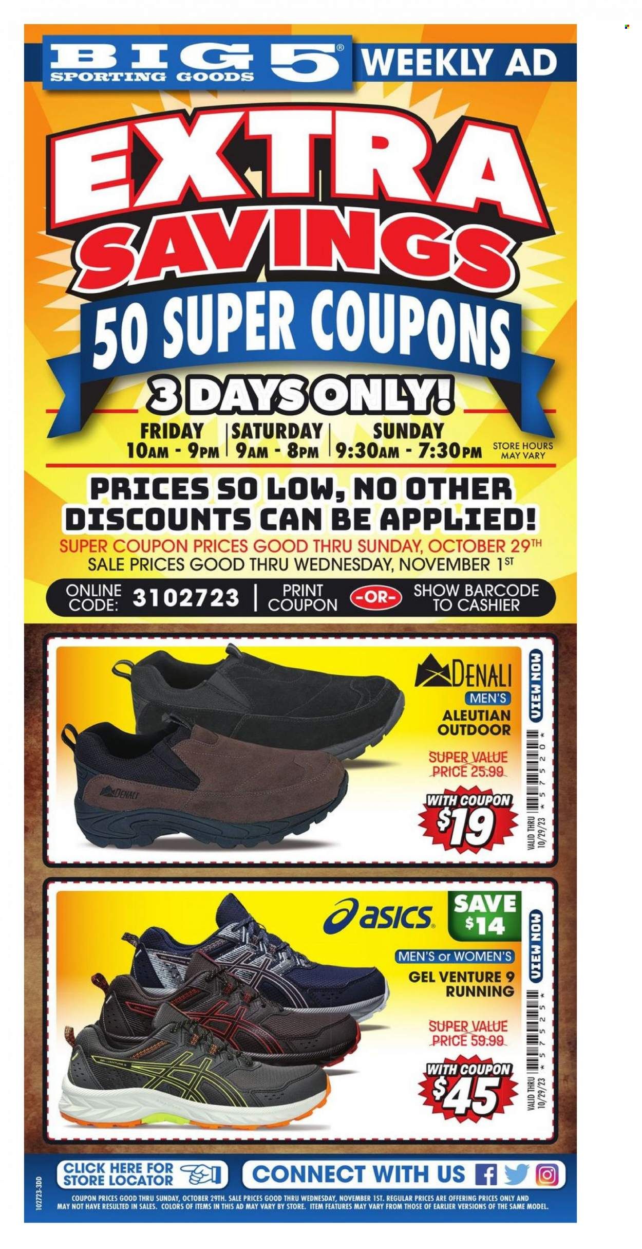 Big 5 (AZ, CA, CO, ID, NM, OR, UT, WA) Weekly Ad Flyer Specials October 27 to October 29, 2023