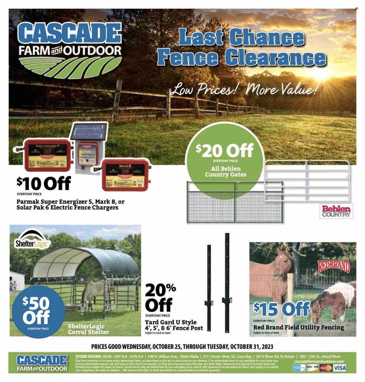 Cascade Farm And Outdoor (OR, WA) Weekly Ad Flyer Specials October 25 to October 31, 2023