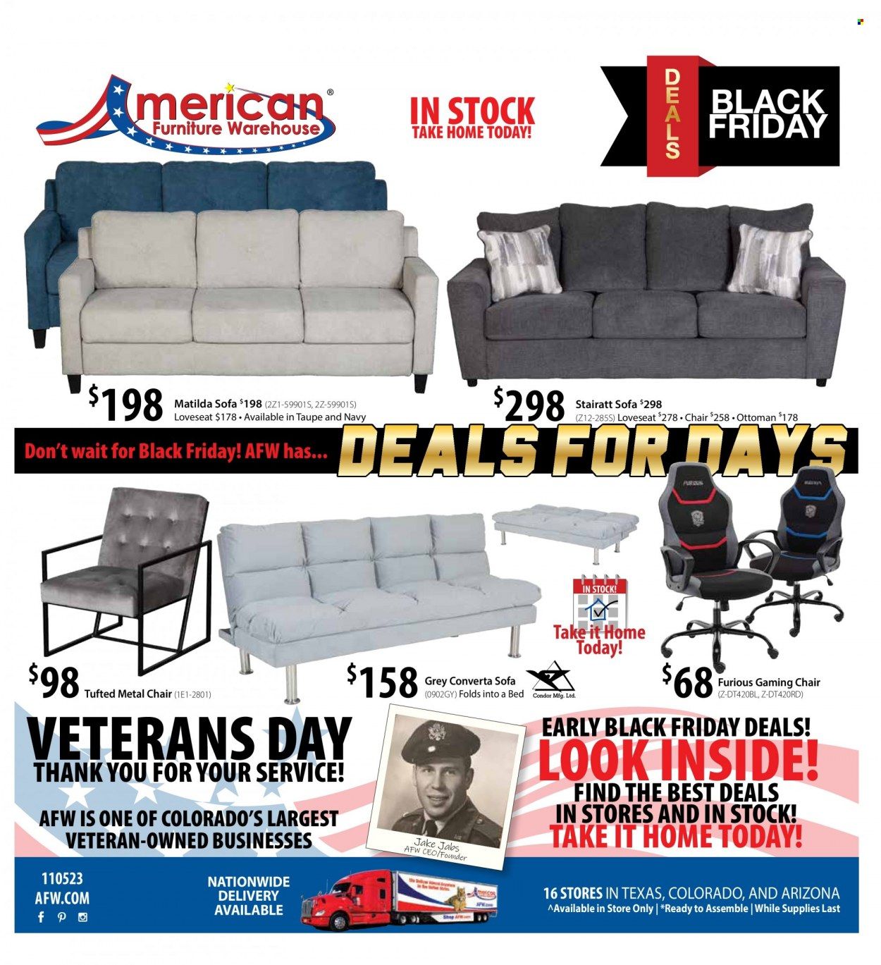 American Furniture Warehouse (AZ, CO, TX) Weekly Ad Flyer Specials November 5 to December 3, 2023