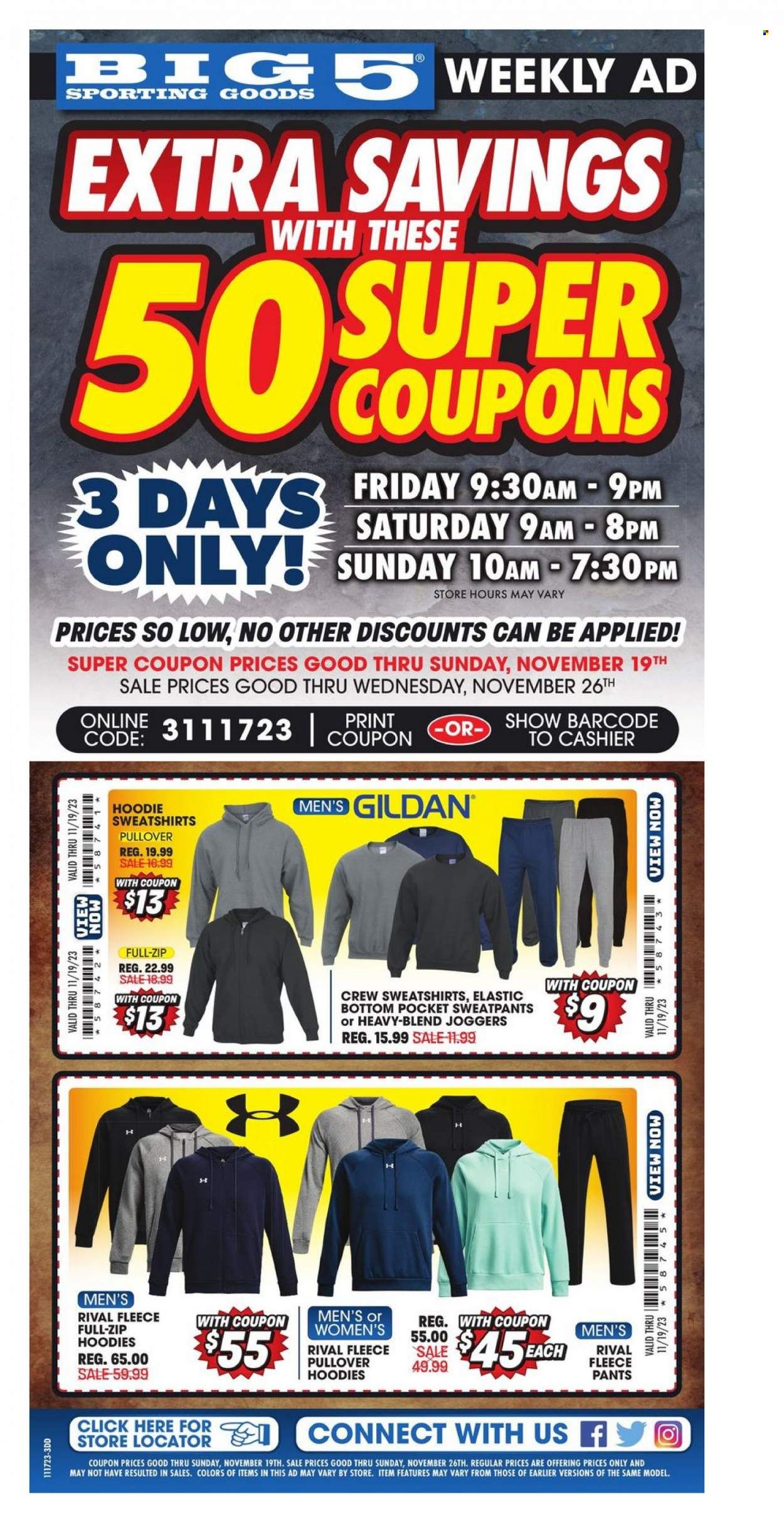 Big 5 (AZ, CA, CO, ID, NM, OR, UT, WA) Weekly Ad Flyer Specials November 17 to November 19, 2023