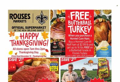 Rouses Markets (LA) Weekly Ad Flyer Specials November 15 to November 23, 2023