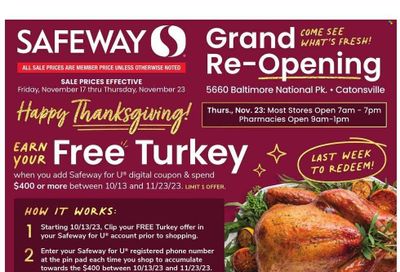 Safeway (MD) Weekly Ad Flyer Specials November 17 to November 23, 2023