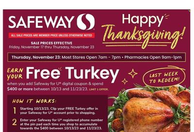 Safeway (MD) Weekly Ad Flyer Specials November 17 to November 23, 2023