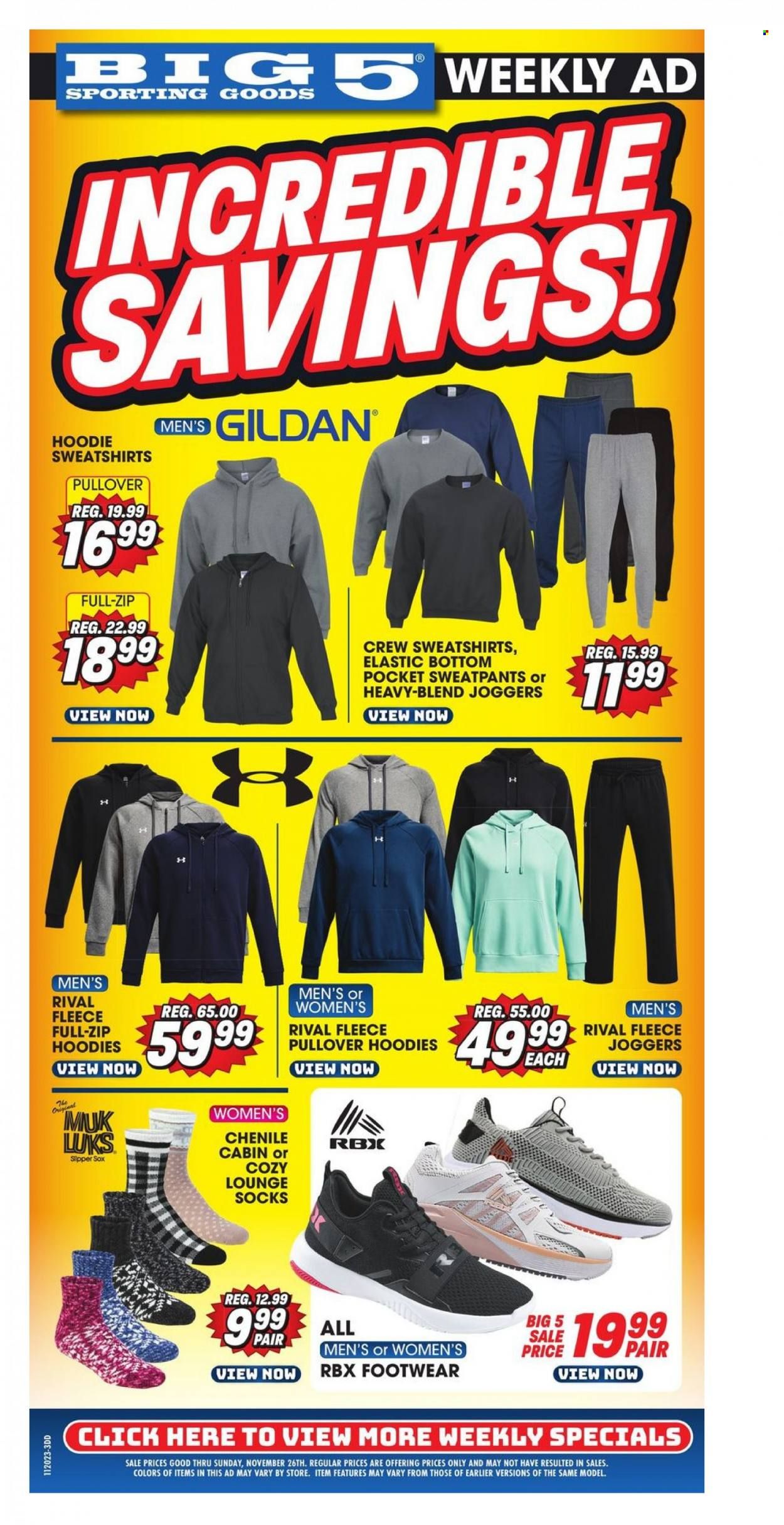Big 5 (AZ, CA, CO, ID, NM, OR, UT, WA) Weekly Ad Flyer Specials November 20 to November 26, 2023