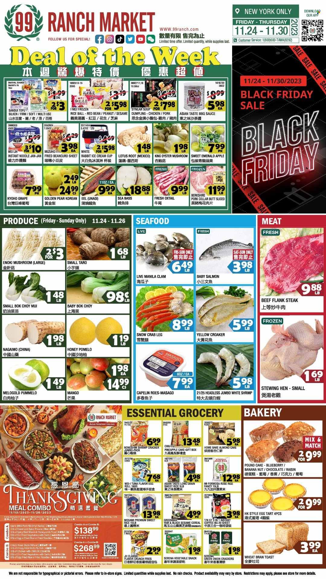 99 Ranch Market (10, 19, 40, CA, MD, NJ, OR, TX, WA) Weekly Ad Flyer Specials November 24 to November 30, 2023