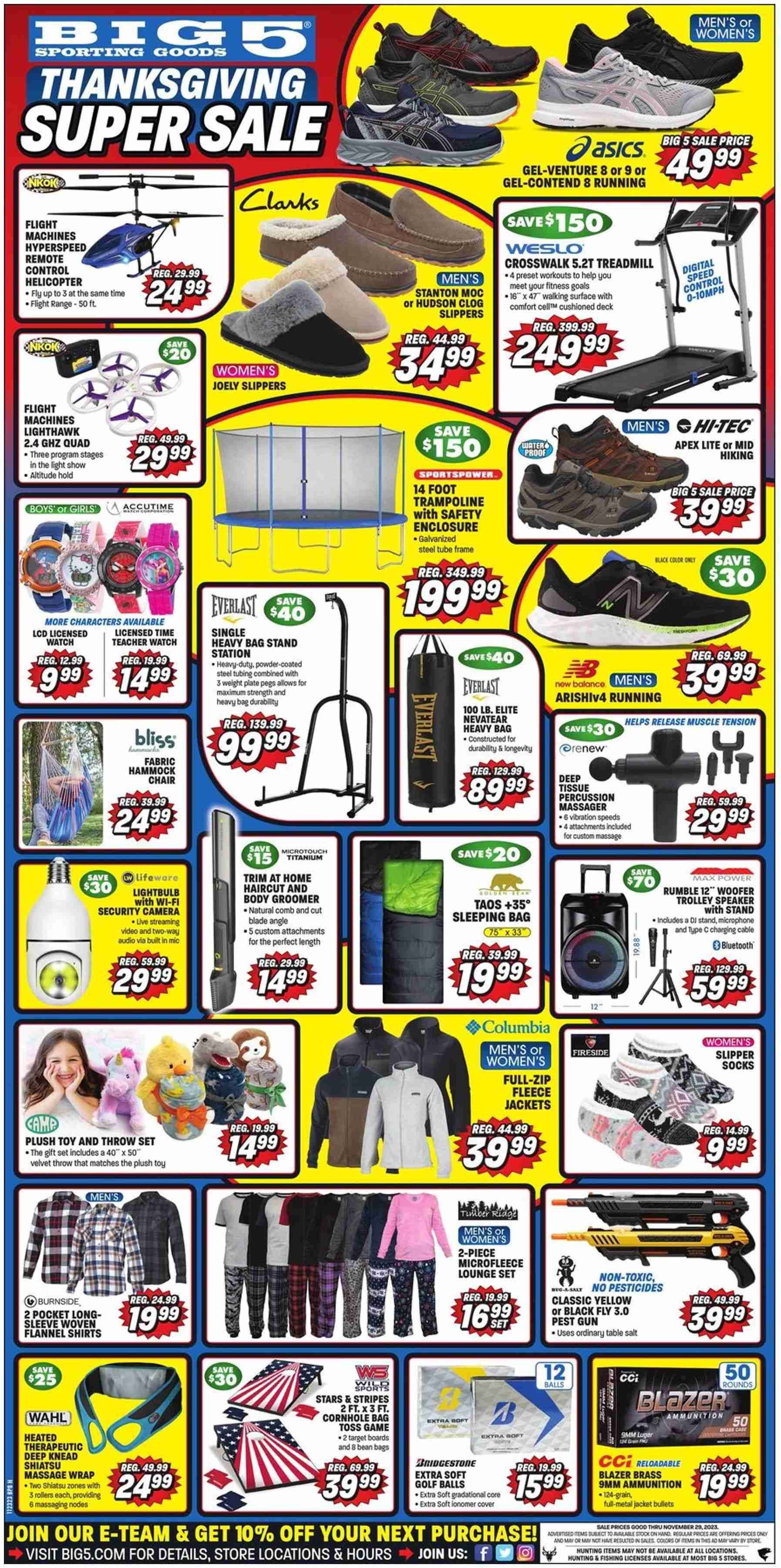 Big 5 (AZ, CA, CO, ID, NM, OR, UT, WA) Weekly Ad Flyer Specials November 27 to November 29, 2023
