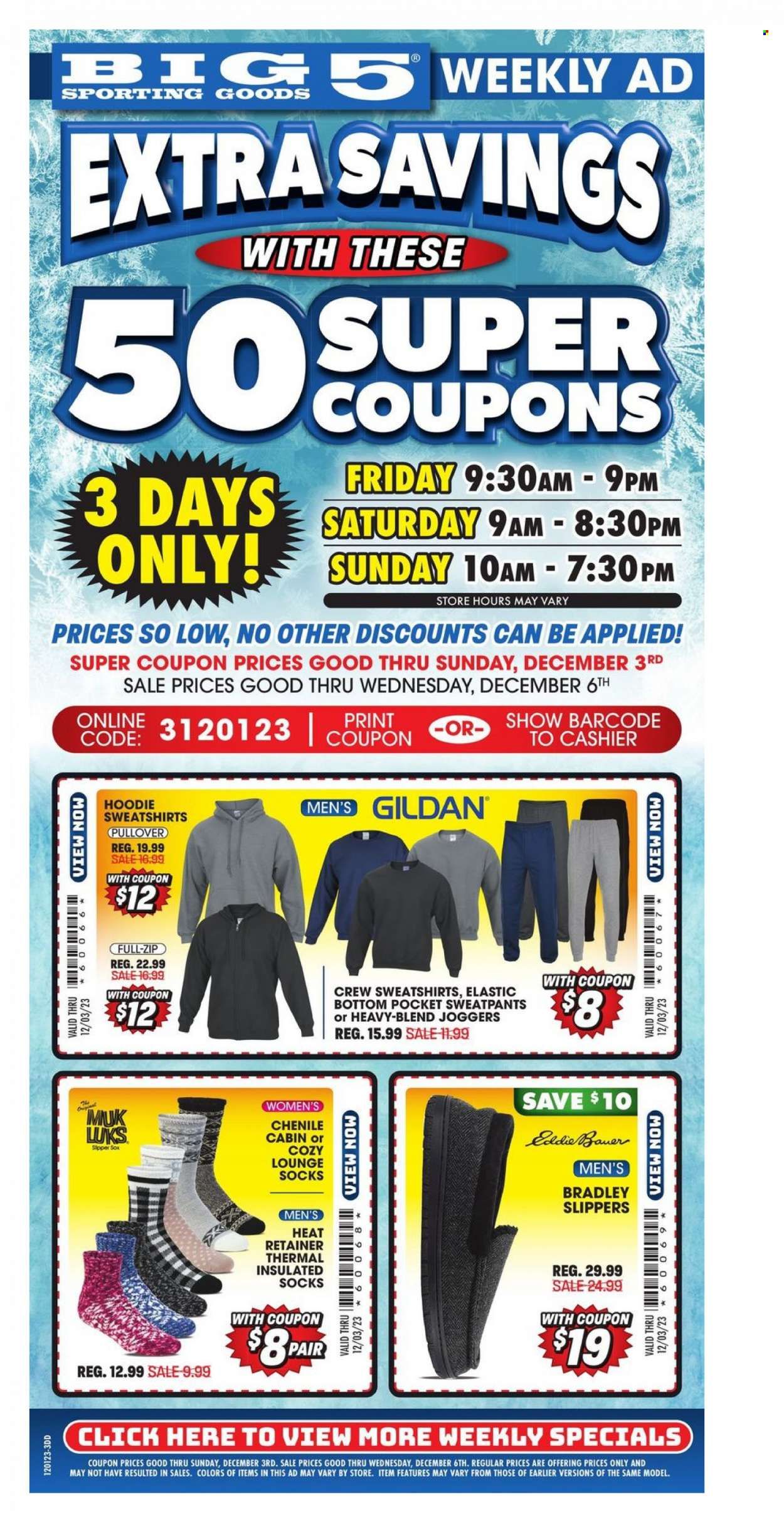Big 5 (AZ, CA, CO, ID, NM, OR, UT, WA) Weekly Ad Flyer Specials December 1 to December 3, 2023