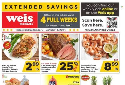 Weis (MD, NY, PA) Weekly Ad Flyer Specials December 7 to January 3, 2024