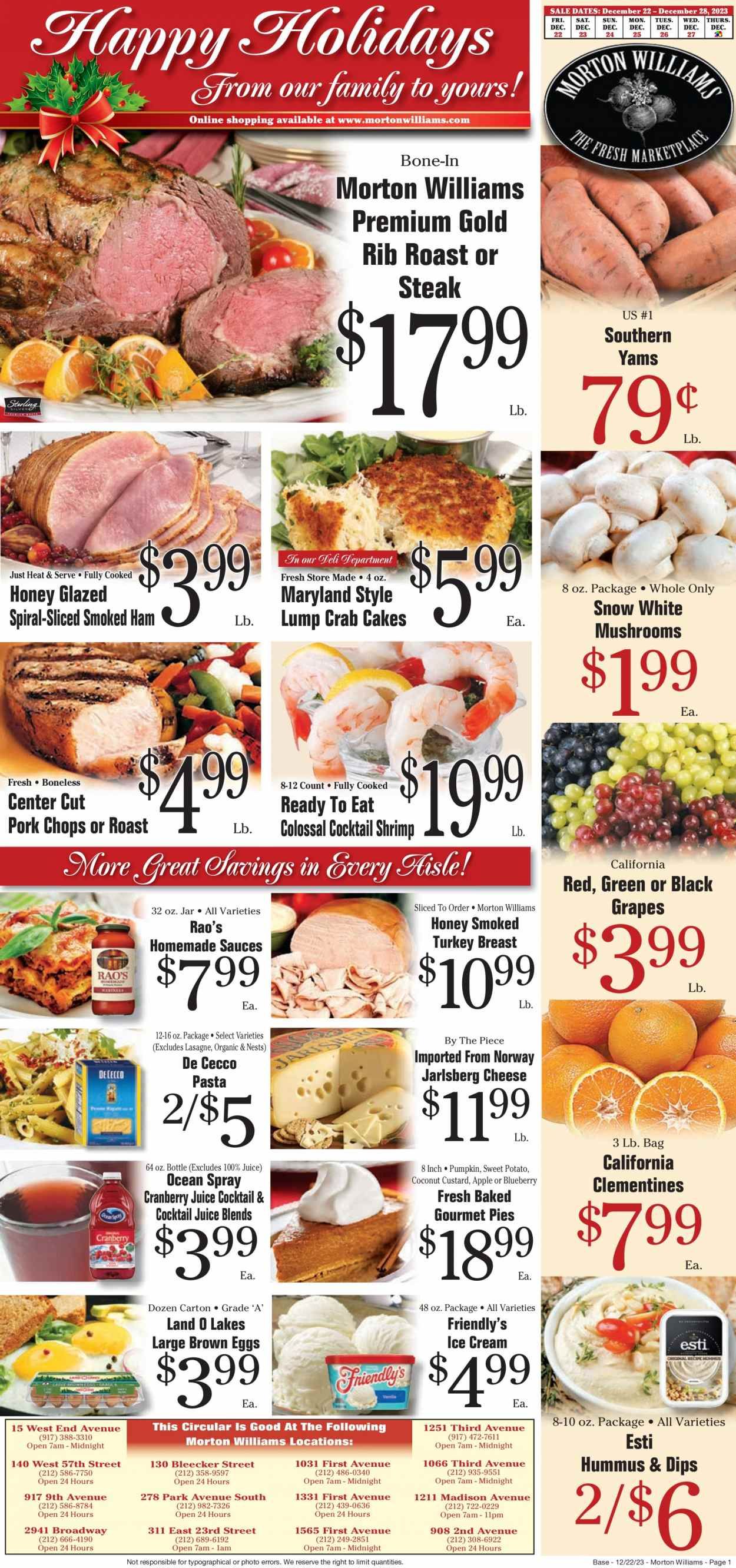 Morton Williams (NY) Weekly Ad Flyer Specials December 22 to December 28, 2023