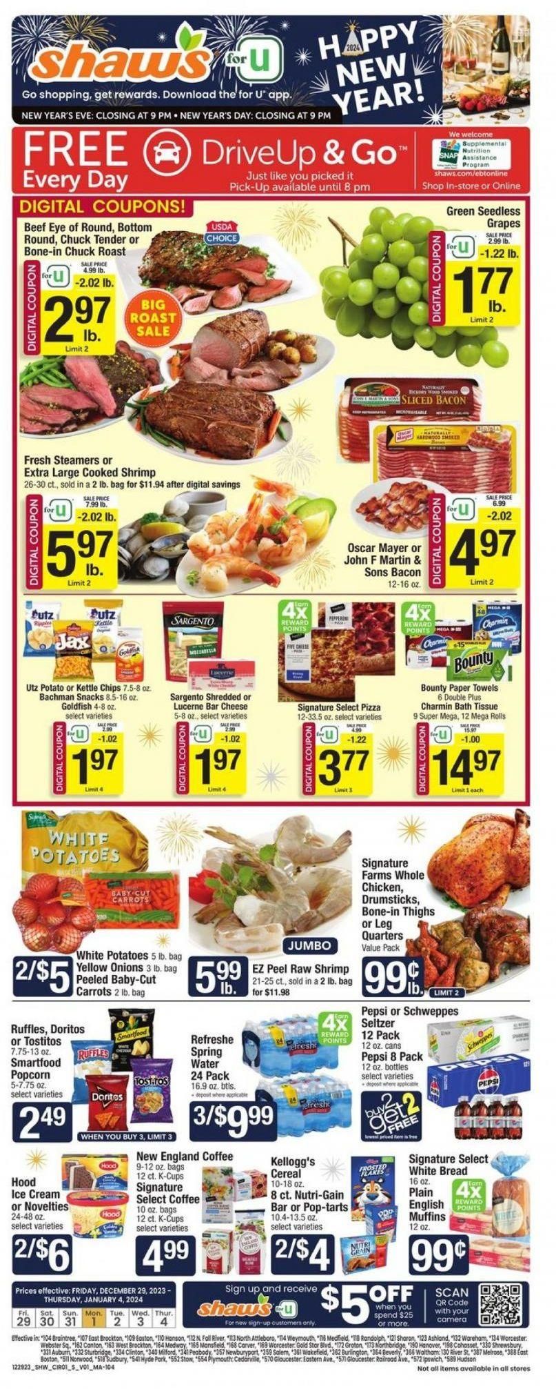 Shaw’s (MA, ME, NH, RI, VT) Weekly Ad Flyer Specials December 29 to January 4, 2024