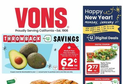 Vons (CA) Weekly Ad Flyer Specials December 27 to January 2, 2024