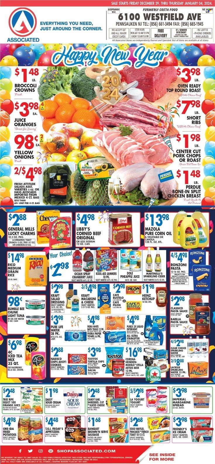Associated Supermarkets (NY) Weekly Ad Flyer Specials December 29 to January 4, 2024