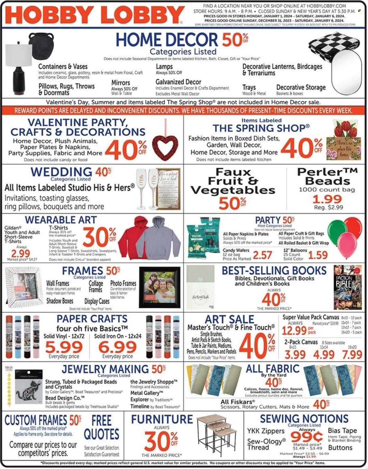Hobby Lobby Weekly Ad Flyer Specials December 31 to January 6, 2024