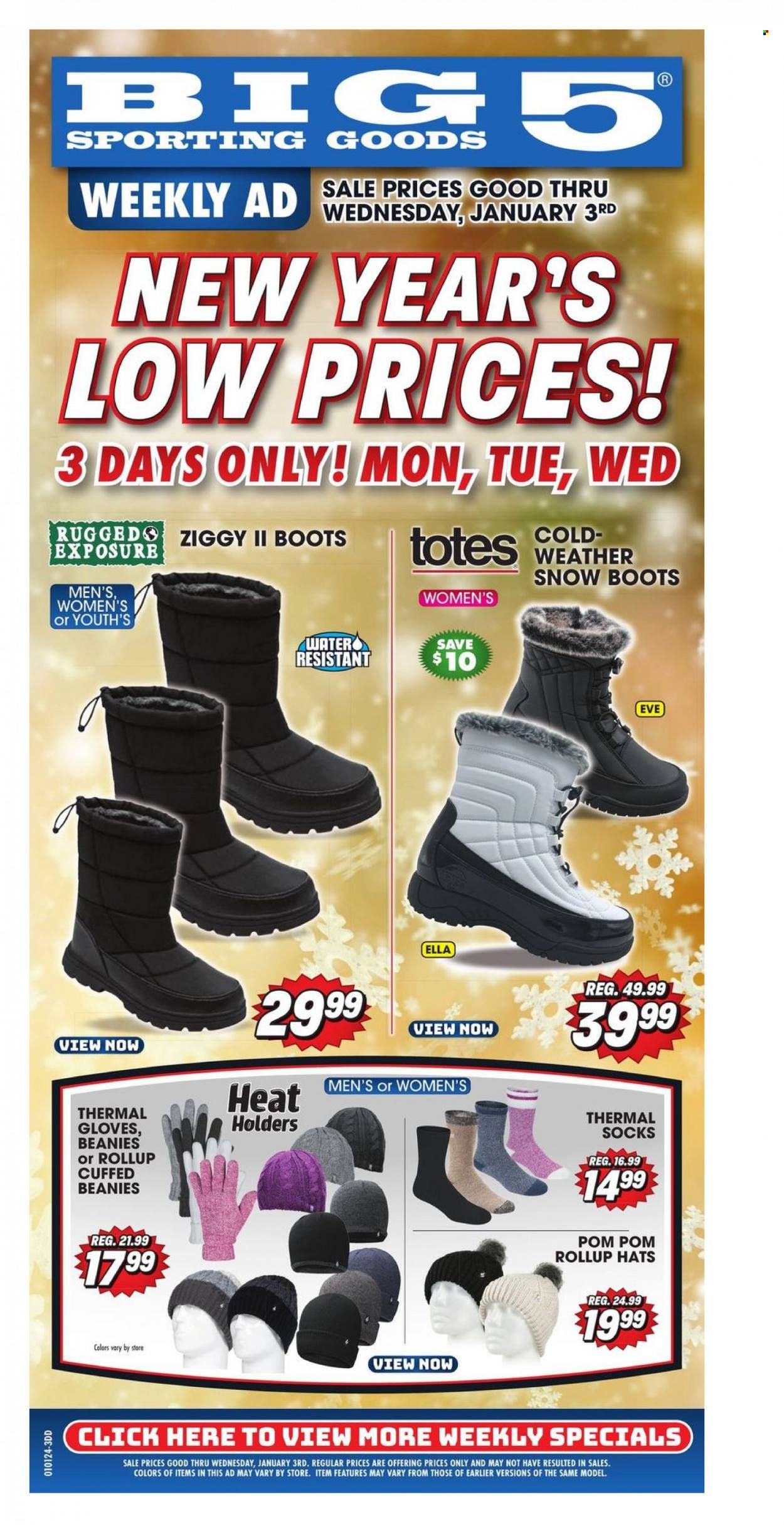 Big 5 (AZ, CA, CO, ID, NM, OR, UT, WA) Weekly Ad Flyer Specials January 1 to January 3, 2024