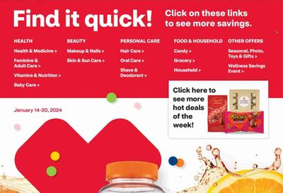 CVS Pharmacy Weekly Ad Flyer Specials January 14 to January 20, 2024