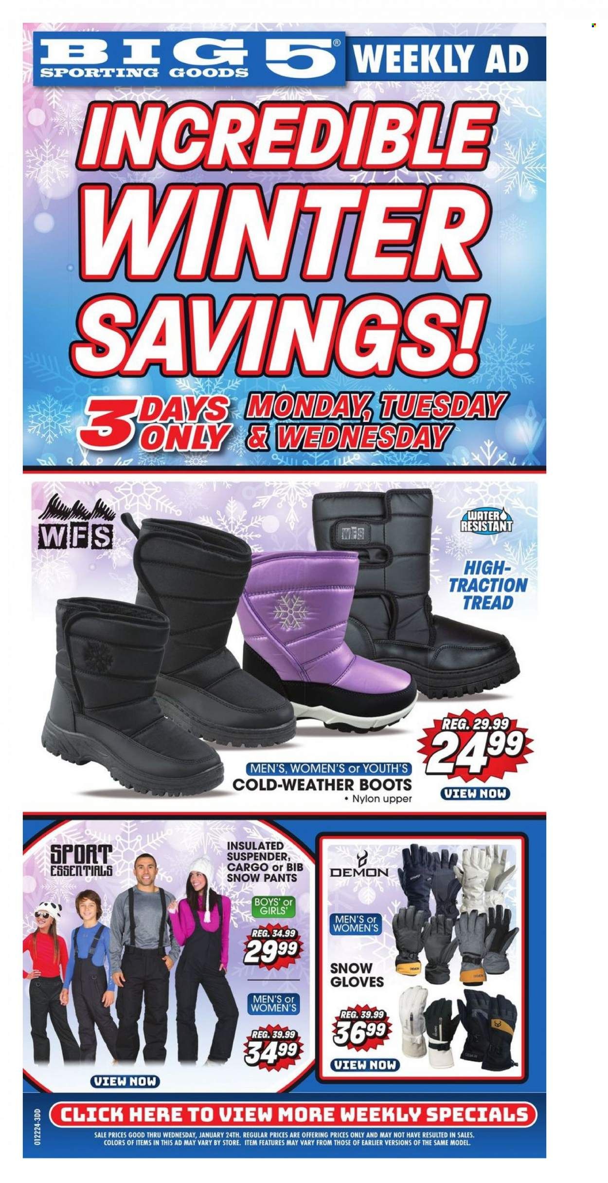 Big 5 (AZ, CA, CO, ID, NM, OR, UT, WA) Weekly Ad Flyer Specials January 22 to January 24, 2024