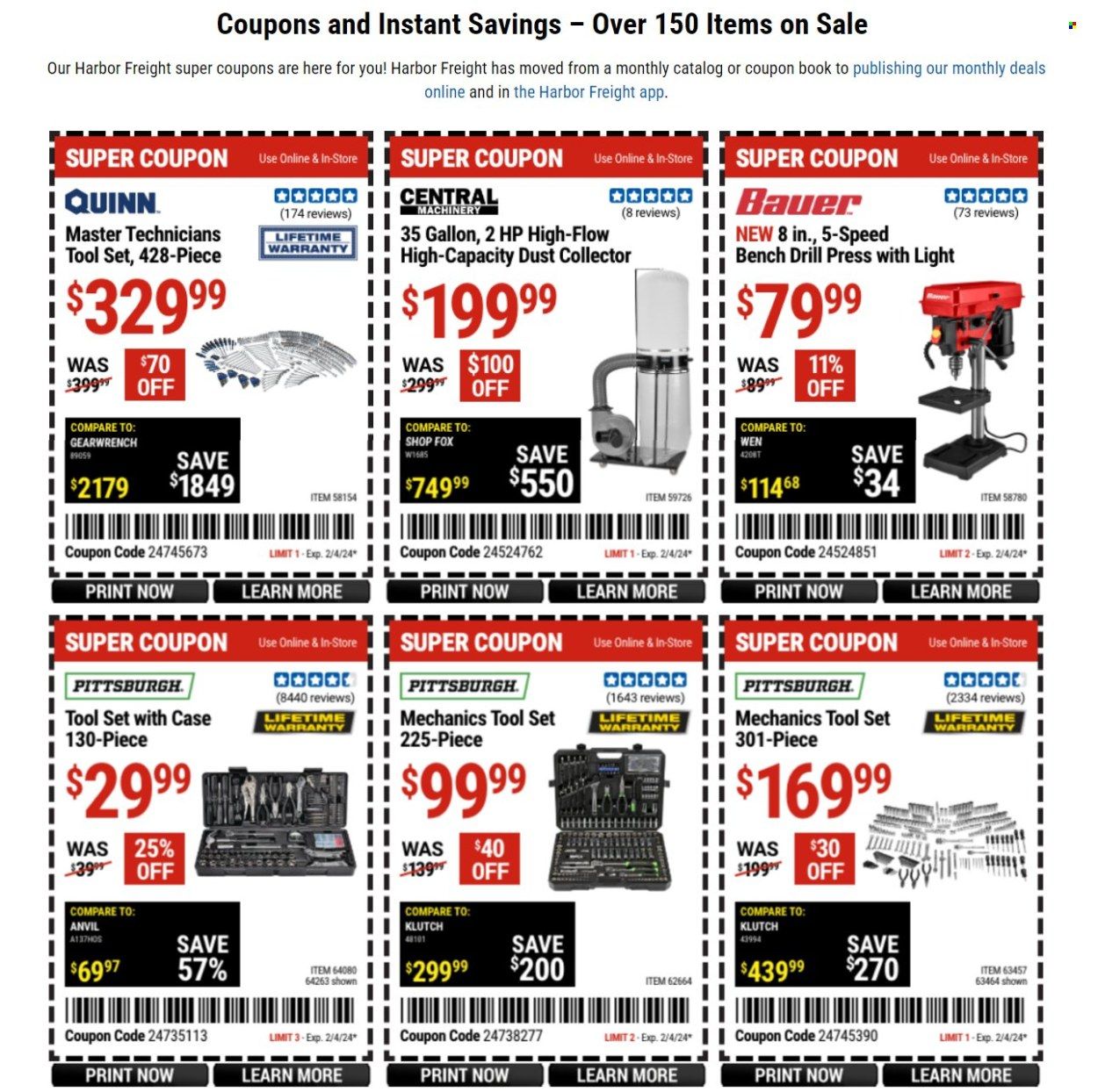 Harbor Freight Weekly Ad Flyer Specials January 25 to February 4, 2024