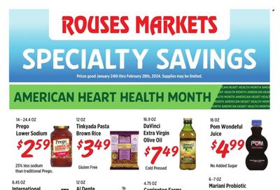 Rouses Markets (LA) Weekly Ad Flyer Specials January 24 to February 28, 2024