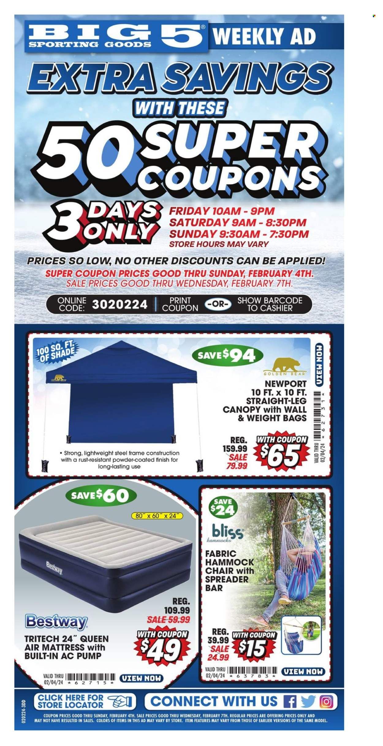 Big 5 (AZ, CA, CO, ID, NM, OR, UT, WA) Weekly Ad Flyer Specials February 2 to February 4, 2024