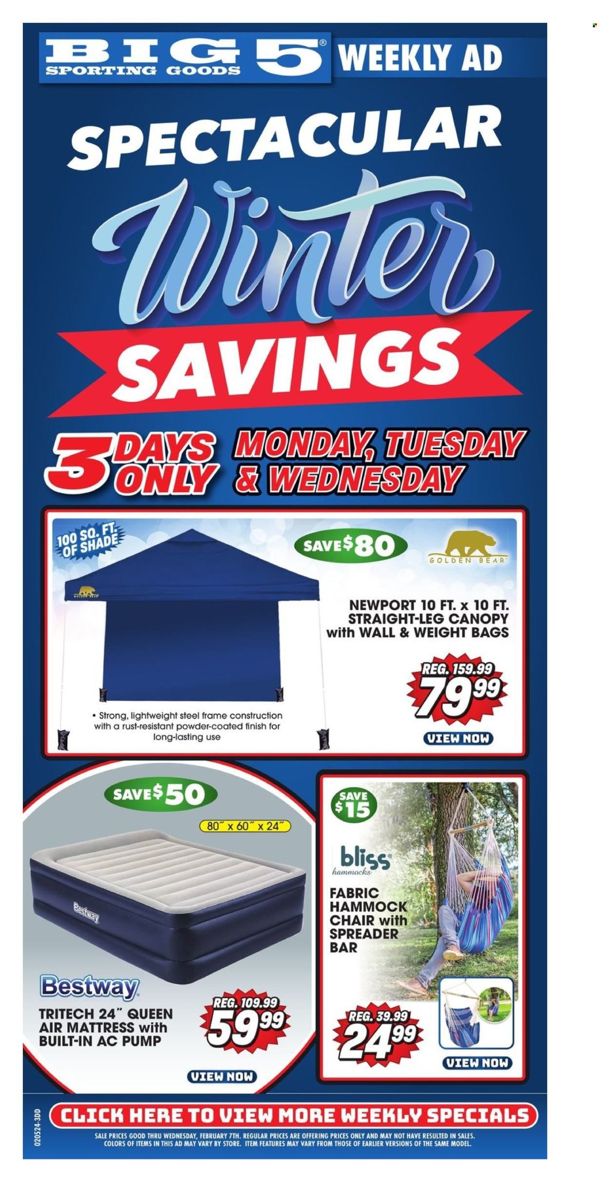 Big 5 (AZ, CA, CO, ID, NM, OR, UT, WA) Weekly Ad Flyer Specials February 5 to February 7, 2024