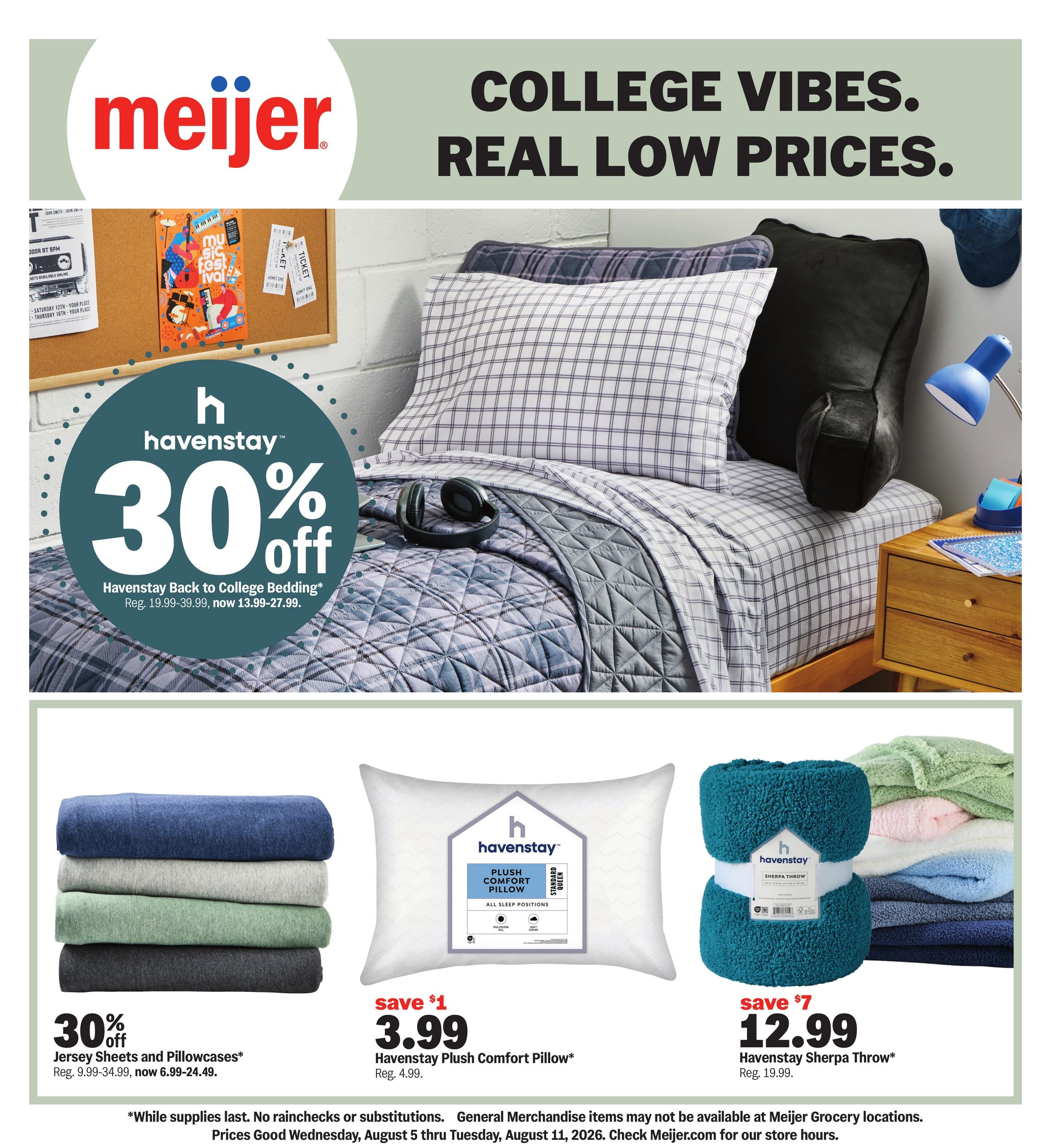 Meijer (IN, MI, OH) college vibes. real low prices. Weekly Ad August 5 - 11, 2026