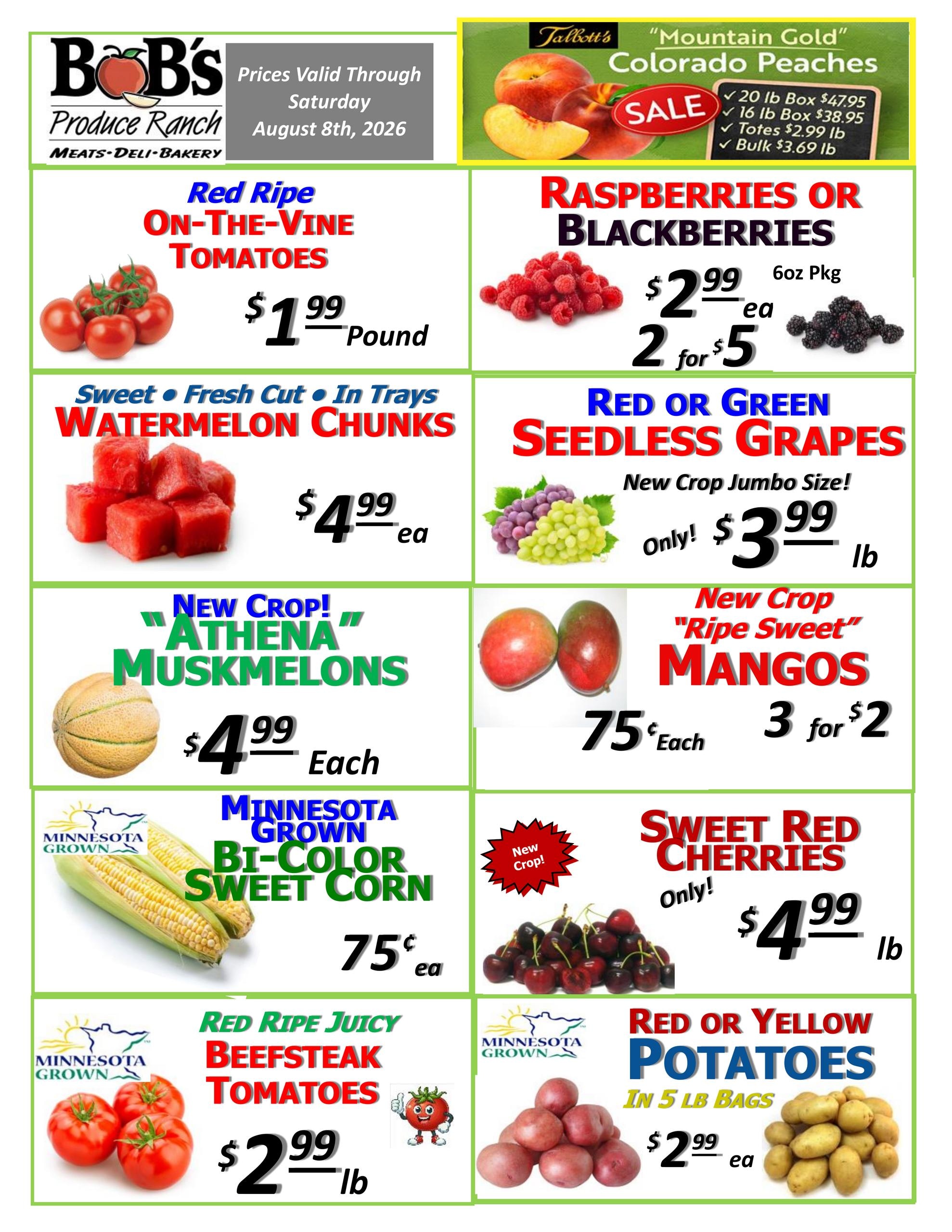 BoB's Produce Ranch Weekly Ad August 8 - 8, 2026
