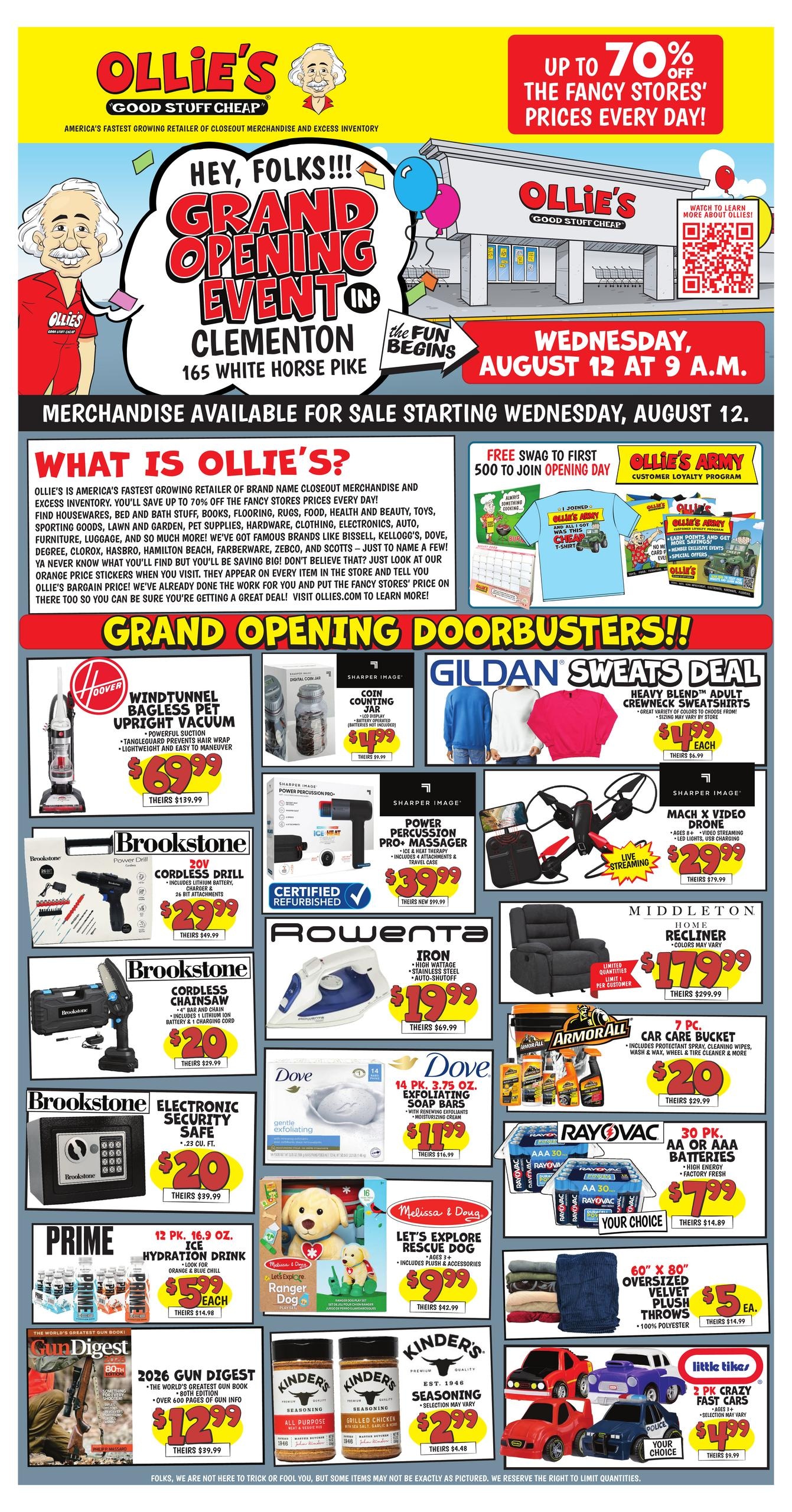 Ollie's Bargain Outlet (Philadelphia–Levittown Area, NJ–PA) Clementon, NJ - Grand Opening Weekly Ad August 12 - 31, 2026