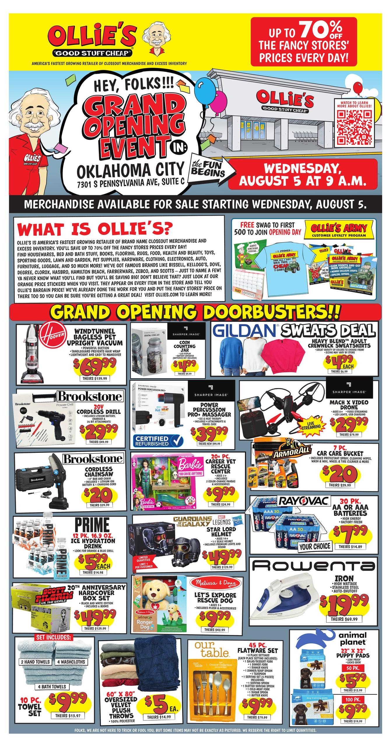 Ollie's Bargain Outlet (Edmond–Norman Area, OK) OKC S Penn Ave, OK - Grand Opeing Weekly Ad August 5 - 24, 2026
