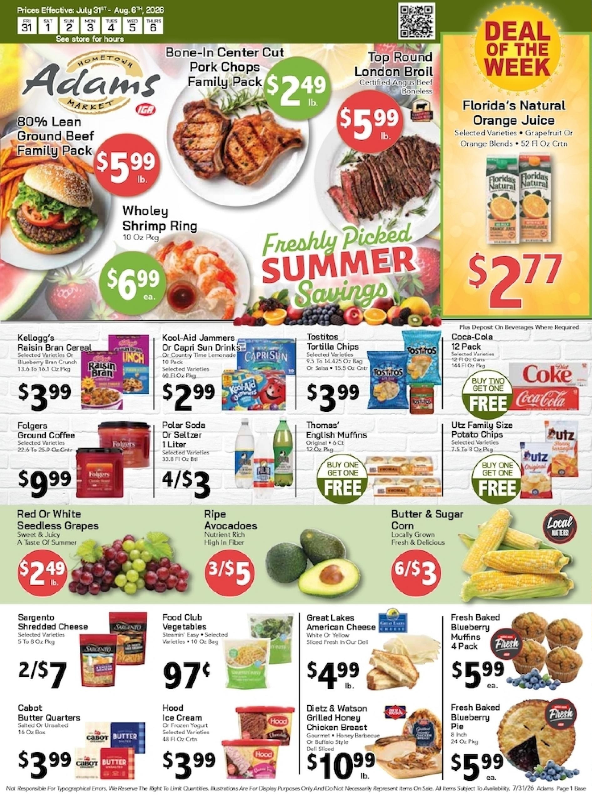Adams Hometown Market (CT, NY, VT) Weekly Ad July 31 - August 6, 2026