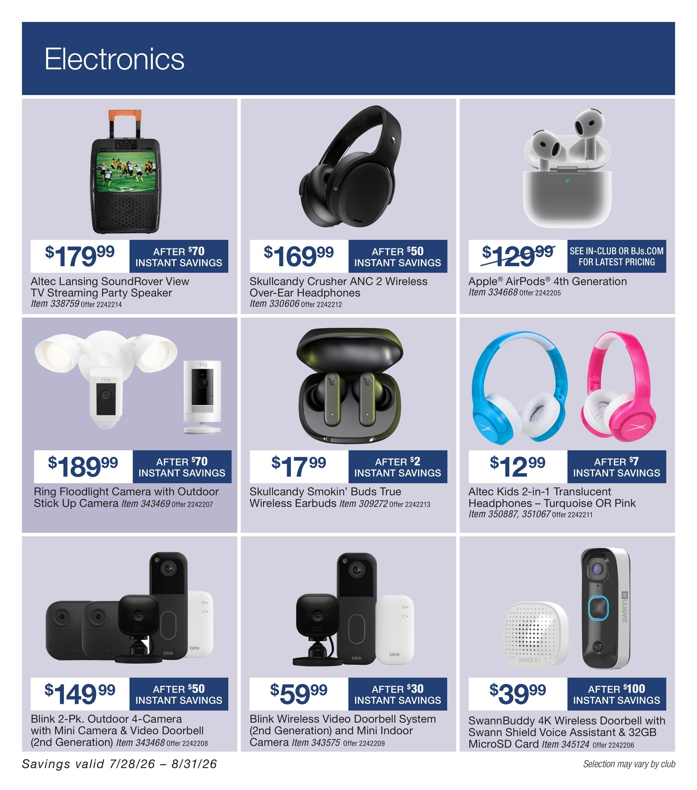 BJ's Wholesale Club Smart Saver Weekly Ad July 28 - August 31, 2026