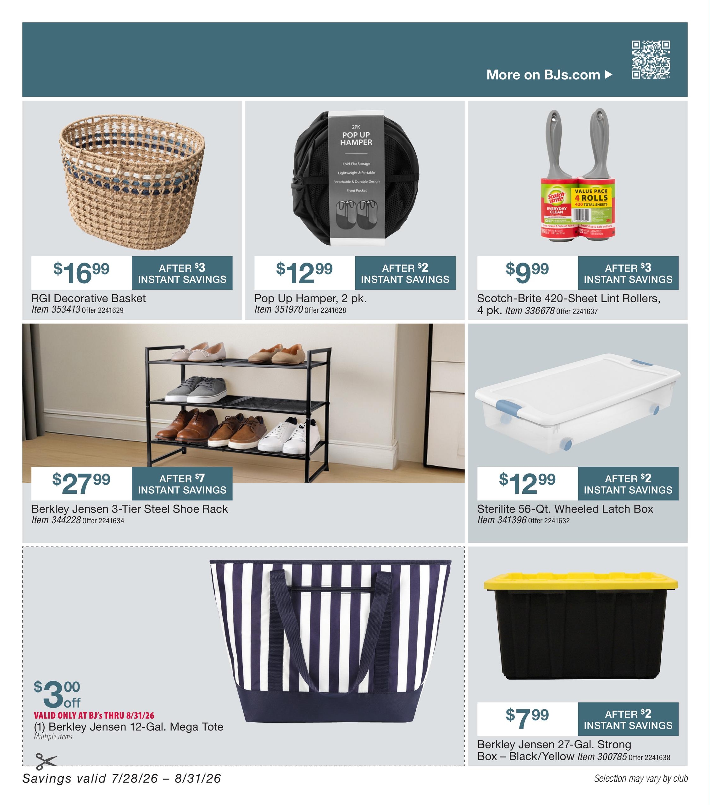 BJ's Wholesale Club Smart Saver Weekly Ad July 28 - August 31, 2026