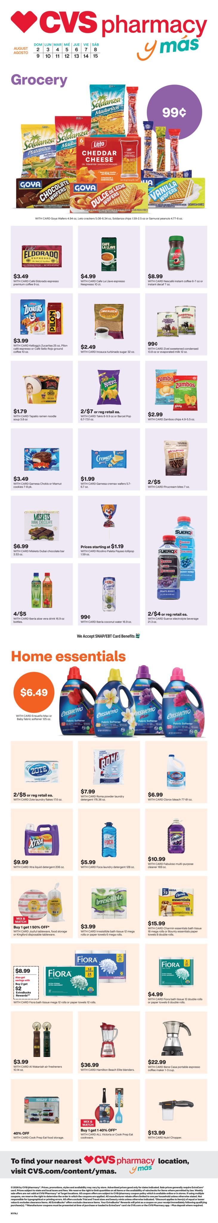 CVS Pharmacy (CT, NJ, NY, PA) y más Weekly Ad August 2 - 15, 2026