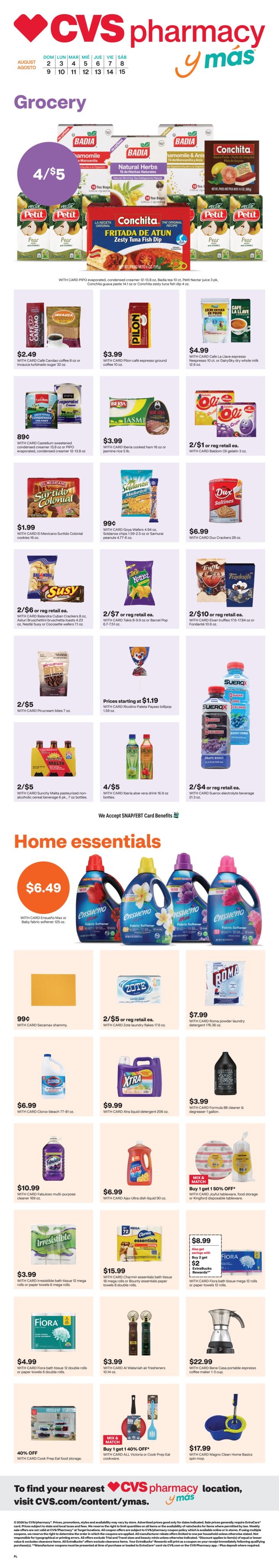 CVS Pharmacy (FL) y más Weekly Ad August 2 - 15, 2026