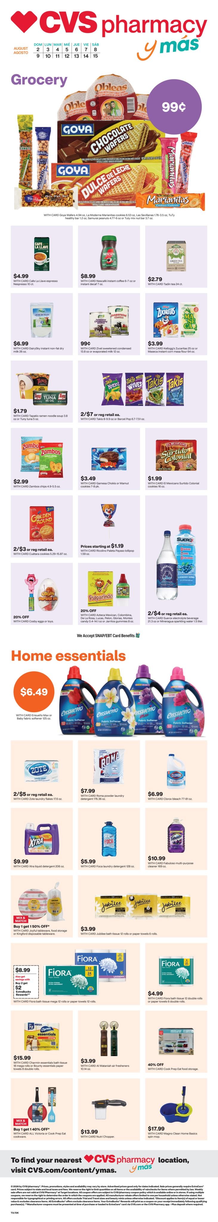 CVS Pharmacy (OK, TX) y más Weekly Ad August 2 - 15, 2026