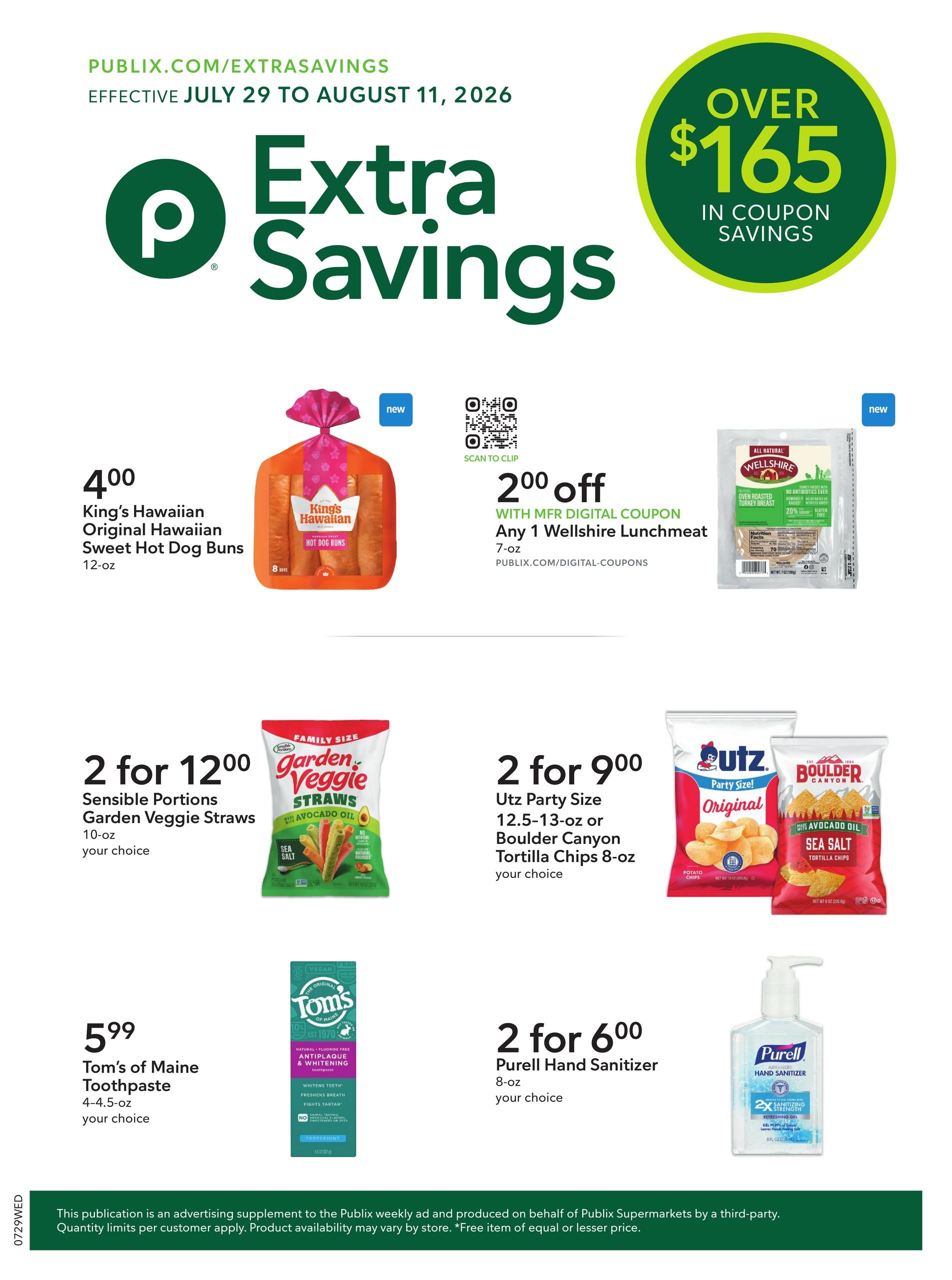 Publix Extra Savings Weekly Ad July 29 - August 11, 2026