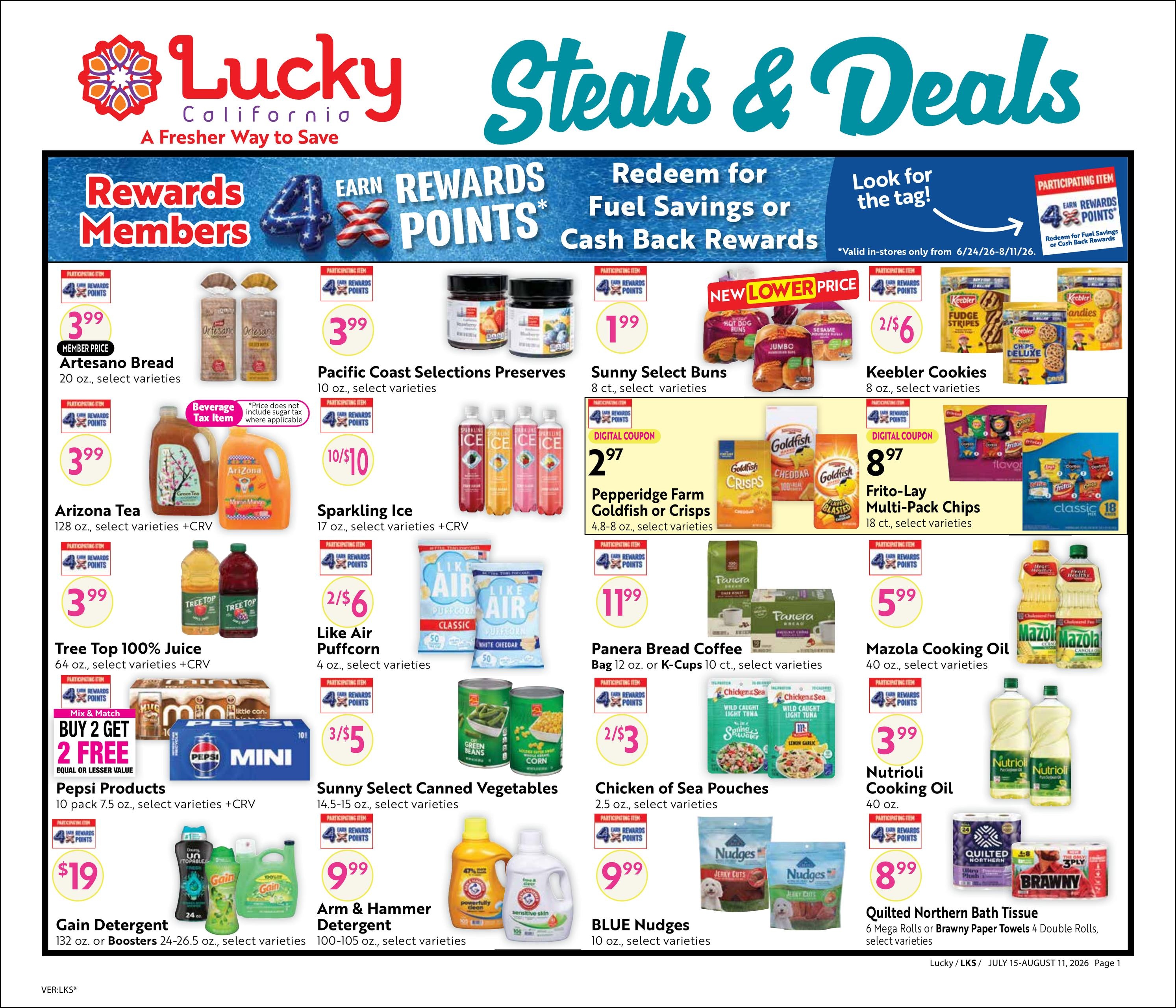 Lucky Supermarkets (San Francisco–Emeryville Area, CA) Steals & Deals Weekly Ad July 15 - August 11, 2026