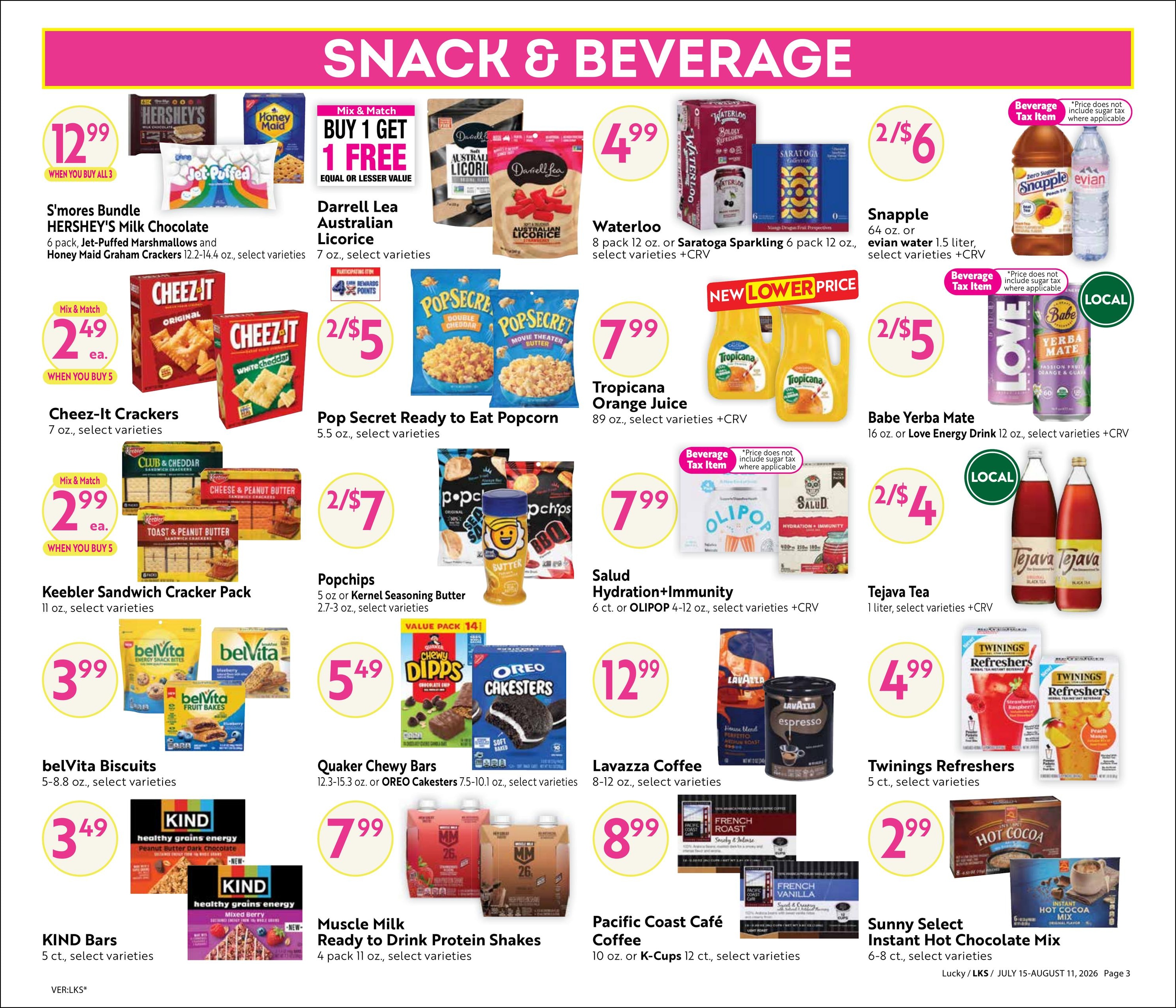 Lucky Supermarkets (San Francisco–Emeryville Area, CA) Steals & Deals Weekly Ad July 15 - August 11, 2026