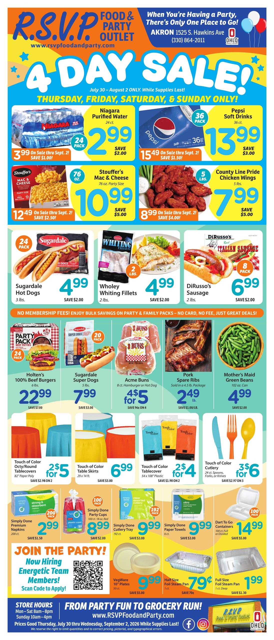 RSVP Food & Party Outlet Weekly Ad July 30 - September 2, 2026
